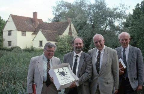 R.Coleman, O.Kraus & C.Carter from the original Flatford Spider Study Group with then President Paul Selden (holding the cake!) at the BAS 40th. Anniversary AGM at Flatford Mill in 1999