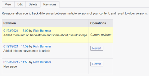 Revision history example